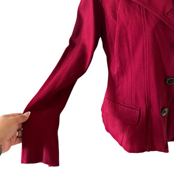 Cabi Women’s Rhubarb Red Outing Blazer Ponte Knit Burgundy Size 10 - Picture 4 of 10